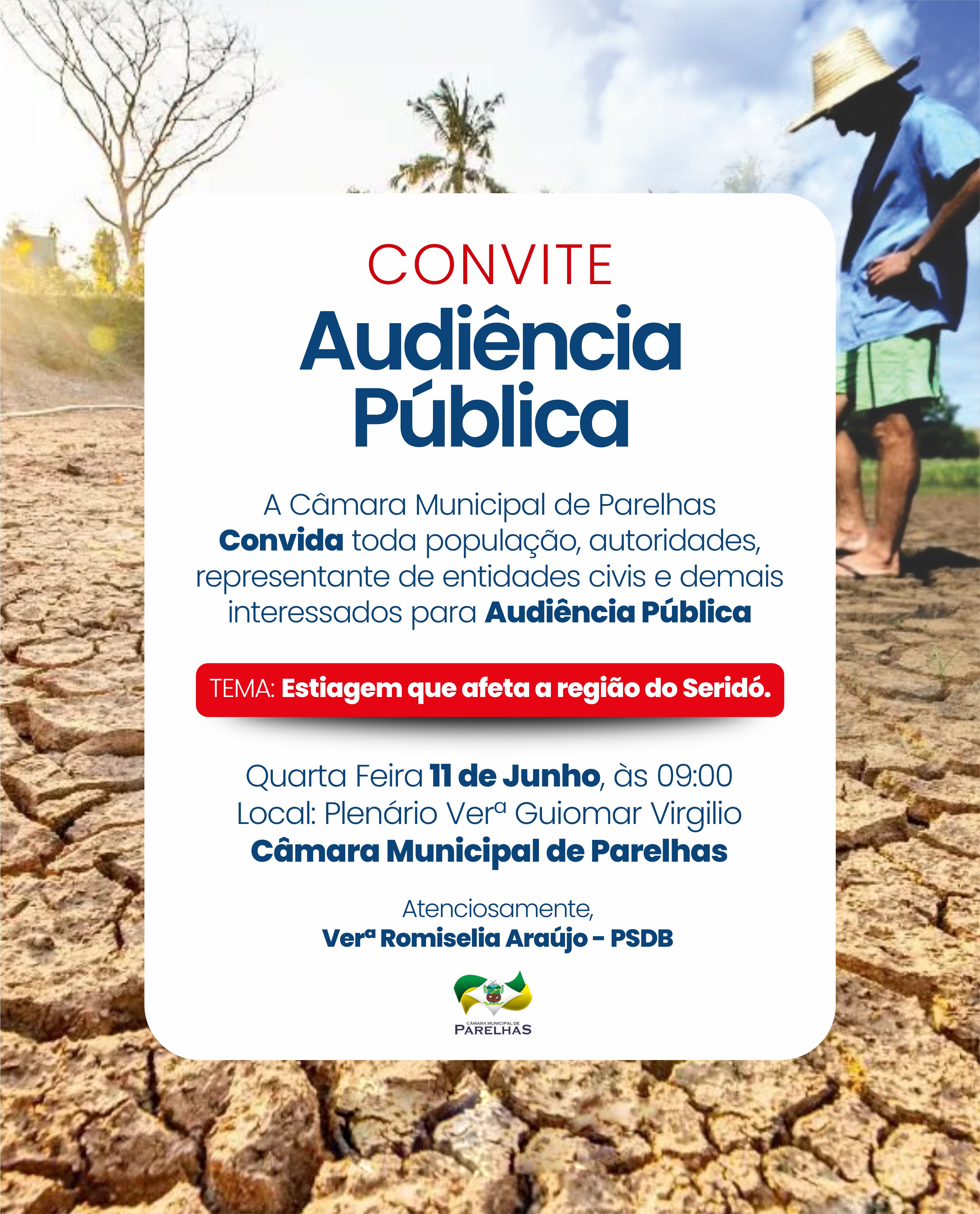 CONVITE: Audiência Pública sobre a Estiagem no Seridó!